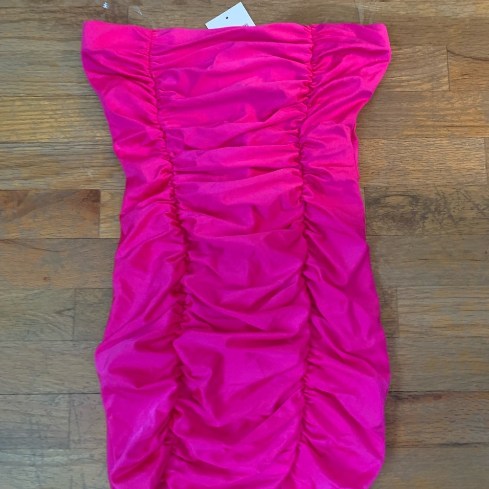 Hot Pink Strapless Mini Dress